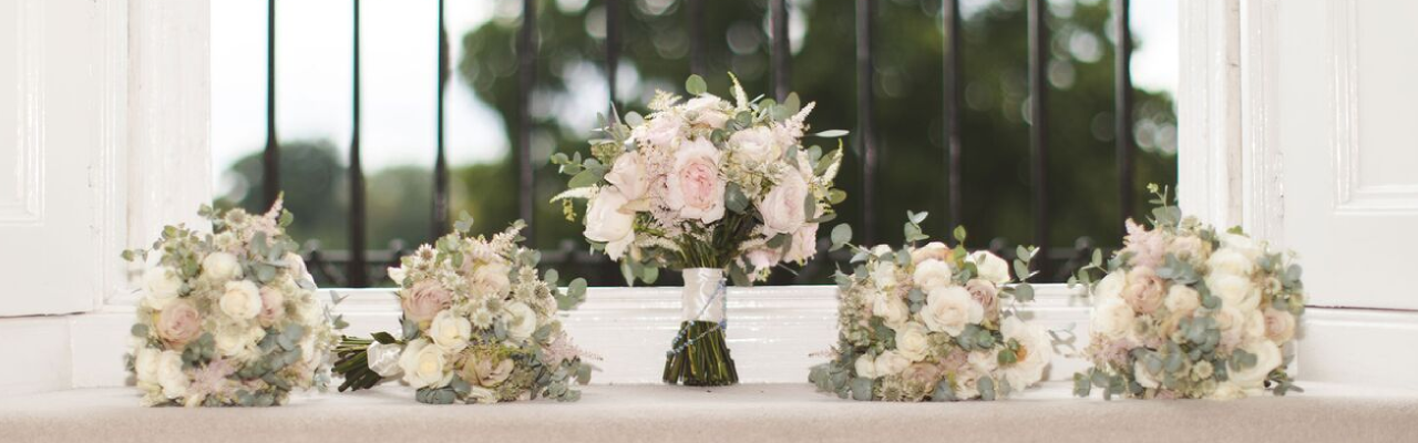 white and blush pink wedding bouquets AVE Creations