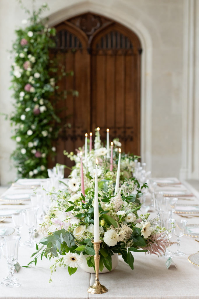 tablescape of wedding breakfast styling