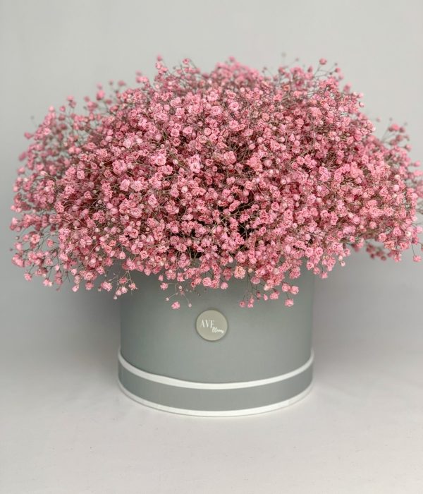 Pink gypsophila hat box