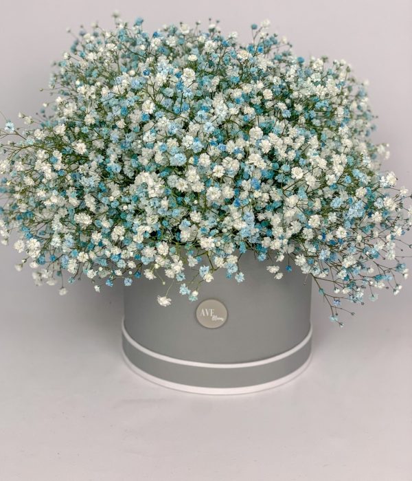 Blue gypsophila hat box