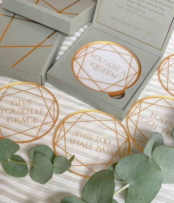 clear acrylic and gold coaster